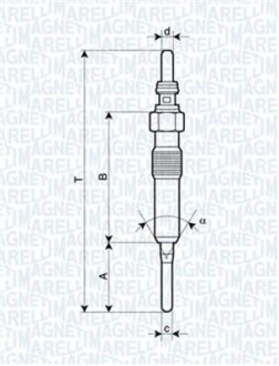 Свеча накала Renault Megane,Grand Scenic,Suzuki Grand Vitara 1.9dCi 05- MAGNETI MARELLI UY16A (фото 1)