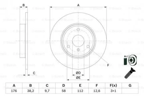 DB Тормозной диск передн Smart Fortwo -07,City-Coupe -04,Roadster -05 BOSCH 0986479E74