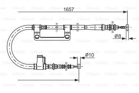 MAZDA Трос ручного тормоза лев.626 92- BOSCH 1987477502 (фото 1)