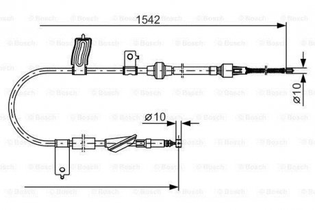 HONDA Трос ручн.тормоза прав.Civic 96- BOSCH 1987482084