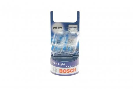 Лампочка Pure Light допоміжна W21W (2 шт, 12 В, 21 Вт, тип гнізда: W3X16D) BOSCH 1 987 301 096