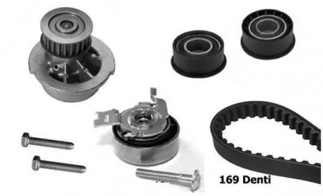 К-кт. ГРМ (помпа+ремень+3шт.ролика+крепление) OPEL Astra F 1,4 1,6 1,8 Bugatti KBU7204A