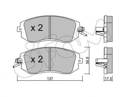 Гальмівні колодки перед. Subaru Impreza 02-/Forester 02- (akebono) CIFAM 822-500-1