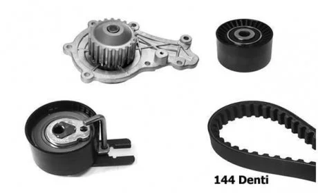 CITROEN К-т ГРМ (рем 144 зуб.+2шт.ролика+ помпа) 1,4HDI 02-, PEUGEOT Bugatti KBU10013B