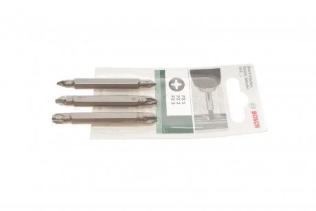 Набор бит (двусторонних) PZ1-PZ1/PZ2-PZ2/PZ3-PZ3 60mm (3 шт.) BOSCH 2 609 255 962