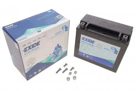 Аккумуляторная батарея 18Ah/270A (175x90x155/+R/B0) (AGM) (мото) EXIDE AGM12-19