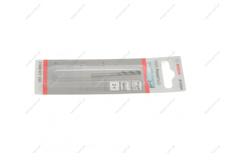 Набір свердл HSS PointTeQ (2.0mm) К-кт 2 шт. (по металу) BOSCH 2 608 577 155 (фото 1)