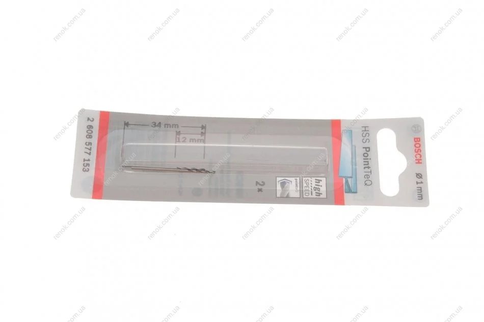 Набір свердл HSS PointTeQ (1.0mm) К-кт 2 шт. (по металу) BOSCH 2 608 577 153 (фото 1)