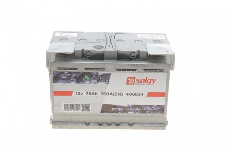 Аккумуляторная батарея 70Ah/760A (278x175x190/+R/B13) (Start-Stop EFB) SOLGY 406034