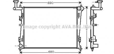 Радіатор охолодження двигуна Hyundai i30 (07-) 1.4i-1.6i MT AC+/- AVA AVA COOLING KA2097