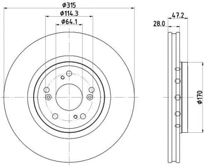 HELLA HONDA диск гальм. передн. CR-V 15- Hella pagid 8DD 355 125-321