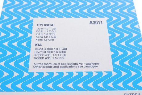 Фильтр воздушный Hyundai I30 1.4MPI/1.6 CRDi 16- Purflux A3011 (фото 1)