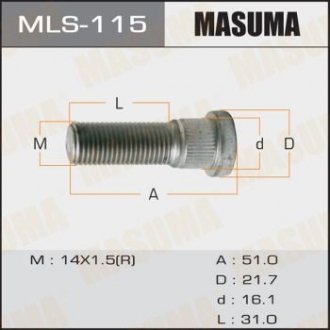 Шпилька колеса OEM 90942-02077 ToyotaTOYOTA LAND_CRUISER 200 MASUMA MLS115