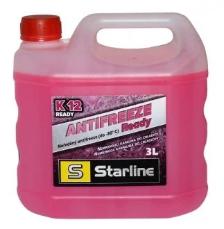 Антифриз K12 READY / G12+ / -30°C / 3л. / етиленгліколь / червоний / STARLINE NA K12READY-3