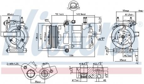 Компресор кондиціонера FORD TRANSIT CUSTOM 250 (2013) 2.2 TDCI NISSENS 890217