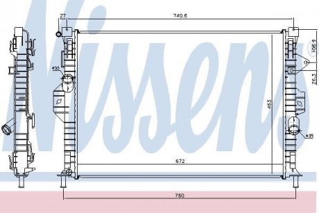 Радіатор FORD KUGA (CBV) (08-) 2.5 i TURBO NISSENS 69253