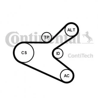 Комплект поліклиновий (ремінь+ролики) CONTI Contitech 6PK1153 K2