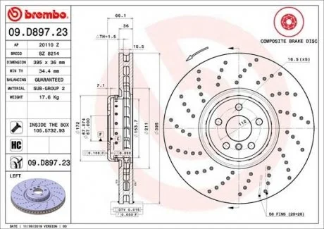 Гальмівний диск BREMBO 09.D897.23