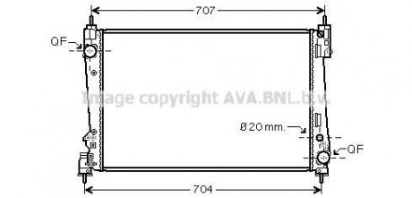 Радіатор охолодження двигуна Fiat Doblo 10> 1,6-2,0 MJet MT AC+/-, Opel Combo 1,6-2,0 CDTI 12> AC+/- AVA AVA COOLING FTA2312