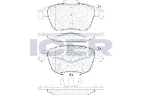 Комплект гальмівних колодок (дискових) ICER 181866-200