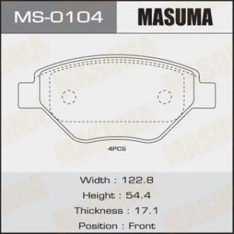 Колодки гальмівні (MS-0104) MASUMA MS0104