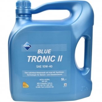 Масло моторное 10W40 BlueTronic II (5л.) VW501 00/505 00 MB 229.1 ARAL 15F471
