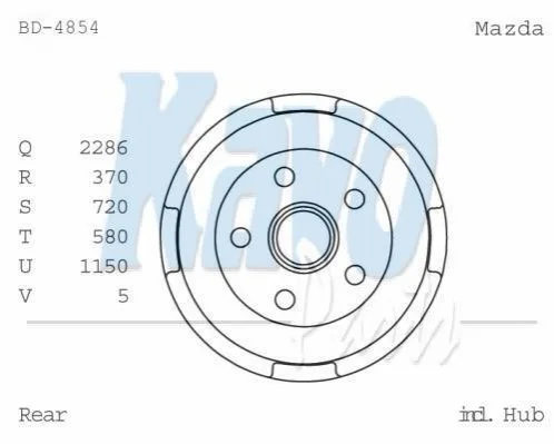 PARTS MAZDA Гальмівний барабан 626 III Hatchback (GD) 2.0 D 87-91 KAVO BD-4854 (фото 1)