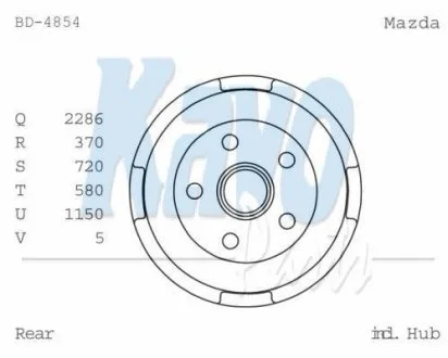 PARTS MAZDA Гальмівний барабан 626 III Hatchback (GD) 2.0 D 87-91 KAVO BD-4854