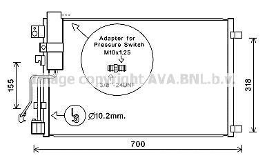 AVA NISSAN Конденсатор кондиціонера QASHQAI 1.5, 2.0 06-13 AVA COOLING DNA5283D