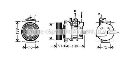 AVA AUDI Компресор кондиціонера A4 B6 00-, A4 B7 04-, SEAT AVA COOLING AIAK262 (фото 1)