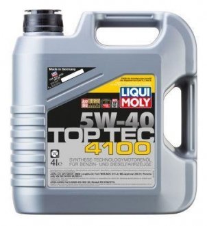 LM 4л TOP TEC 4100 5W-40 масло моторне синтетичне (VW505.01/505.00, BMW LL-04) LIQUI MOLY 2195 (фото 1)