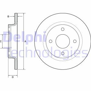 FORD Диск гальмівний задній FIESTA VII 1.0 Delphi BG4954C