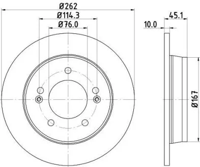 HELLA PRO High Carbon HYUNDAI гальмівний диск задній Elantra 11-, Veloster Hella pagid 8DD 355 129-451
