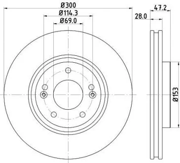 HELLA PRO HIGH CARBON HYUNDAI диск гальмівний передн. Tucson, ix35, Kia Hella pagid 8DD 355 128-831