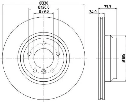 HELLA PRO HIGH CARBON BMW Гальмівний диск передн. 1 (E81), 1 (E87), 3 (E90), 3 Touring (E91), 3 Купе (E92) Hella pagid 8DD 355 128-431