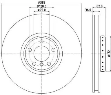 HELLA PRO HIGH CARBON BMW Гальмівний диск передн. правий X5 (E70), X5 (F15, F85), X6 (E71, E72) Hella pagid 8DD 355 120-731