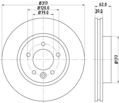 HELLA PRO LAND ROVER Гальмівний диск передн. DISCOVERY III, DISCOVERY IV, RANGE ROVER SPORT I Hella pagid 8DD 355 118-641