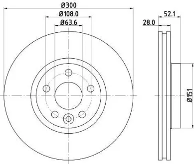 HELLA PRO HIGH CARBON FORD гальмівний диск передн. Mondeo 07- S-Max 06- Kuga 08- Galaxy 06- Hella pagid 8DD 355 129-491