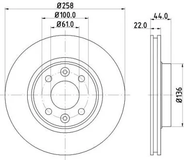 HELLA PRO HIGH CARBON RENAULT диск гальмівний передній Sandero, Logan II, Renault, Smart Hella pagid 8DD 355 129-621
