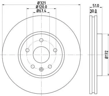 HELLA PRO HIGH CARBON OPEL Гальмівний диск передн. INSIGNIA A, CHEVROLET CAMARO, SAAB Hella pagid 8DD 355 129-091