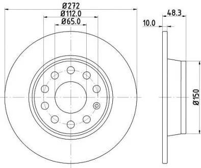 HELLA PRO VW Диск гальмівний задн. Audi A3 08-Golf VI 08-, Caddy IIISkodaSeat Hella pagid 8DD 355 116-971
