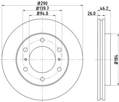 HELLA PRO MITSUBISHI Диск гальмівний передн. Pajero 3.2DI-D 07-,3.8 V6 07- Hella pagid 8DD 355 119-071