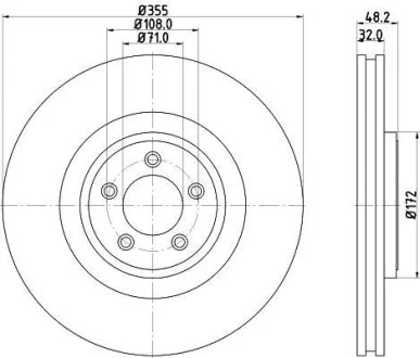 HELLA PRO HIGH CARBON JAGUAR Гальмівний диск передн. F-TYPE, XF I, XK II Hella pagid 8DD 355 129-071
