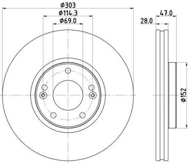 HELLA PRO HYUNDAI Гальмівний диск передн. GRANDEUR 2.2, 2.4, 3.3, KIA Hella pagid 8DD 355 122-501