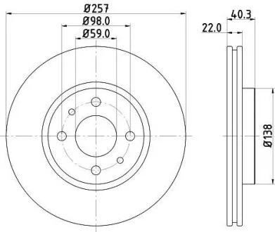 HELLA PRO FIAT гальмівний диск передн. Doblo 1.6, Stilo CITROEN Nemo Hella pagid 8DD 355 103-971