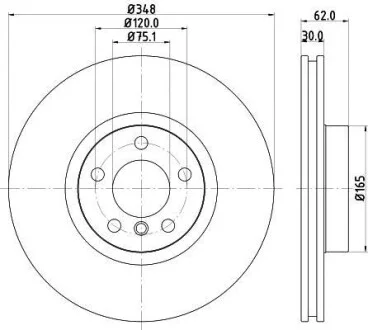 HELLA PRO HIGH CARBON BMW диск гальмівний передн. X5 E70 (348*62) Hella pagid 8DD 355 129-301