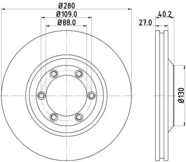 HELLA PRO ISUZU Гальмівний диск передн. D-MAX I 02-, D-MAX II 12- Hella pagid 8DD 355 115-231