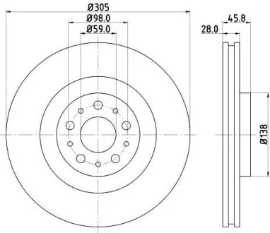 Диск гальмівний PRO High Carbon; передн. Hella pagid 8DD 355 129-351