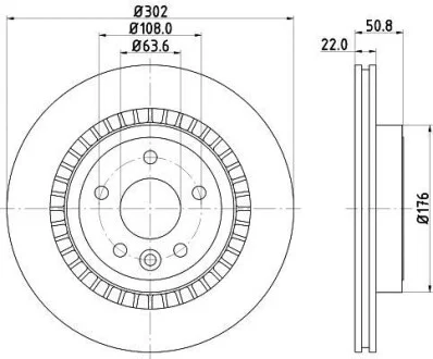 HELLA PRO HIGH CARBON VOLVO диск гальмівний задн. XC60 08- Hella pagid 8DD 355 129-151