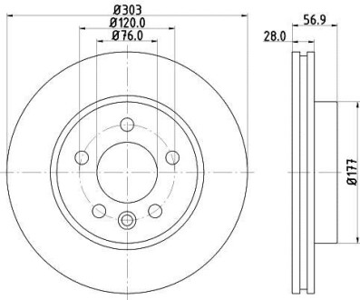 HELLA PRO HIGH CARBON VW диск гальм. передн. Amarok 10- Hella pagid 8DD 355 129-211